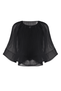 Black Pleated Sheer Cape Top With Tube Inner - Tastes Like Couture