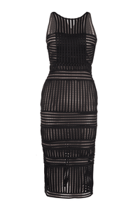 Black Mesh Cocktail Midi Dress - Tastes Like Couture