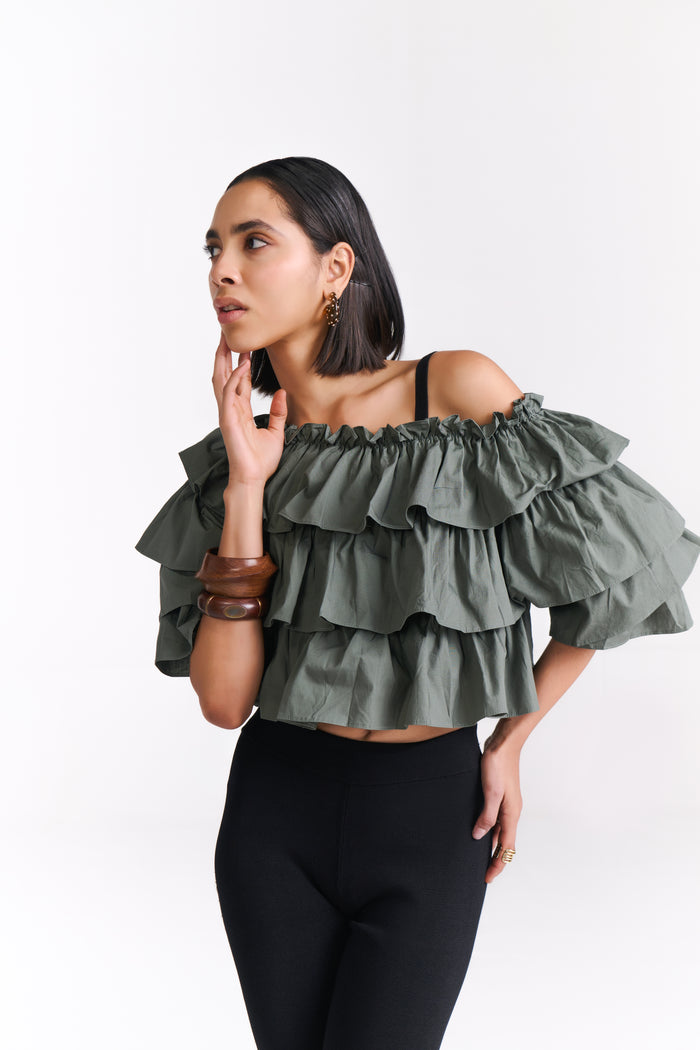 Ruched Peasant Off-Shoulder Top - Tastes Like Couture