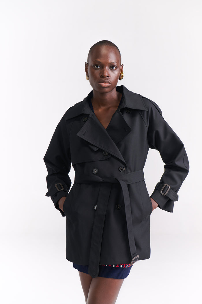 Black Short Trench Coat - Tastes Like Couture