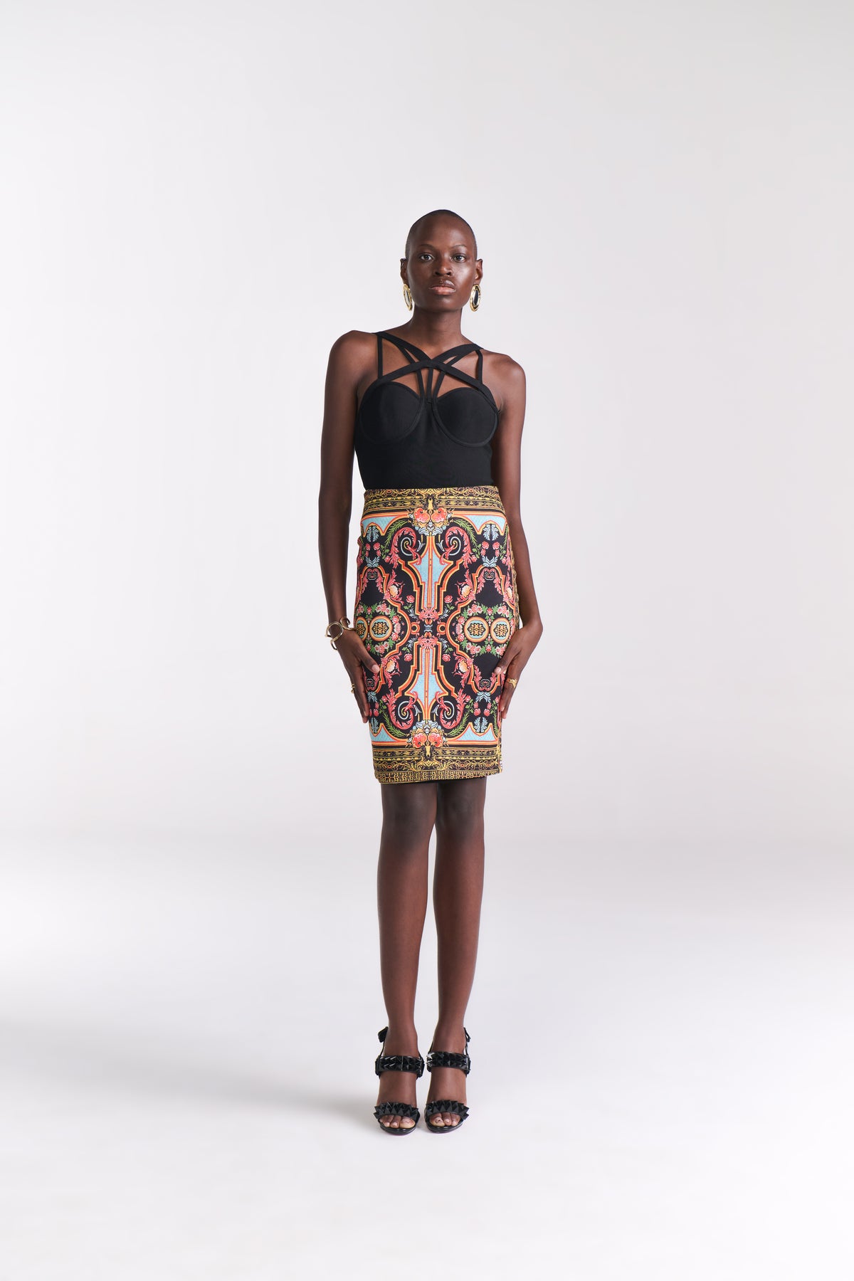 Baroque Print Pencil Skirt - Tastes Like Couture