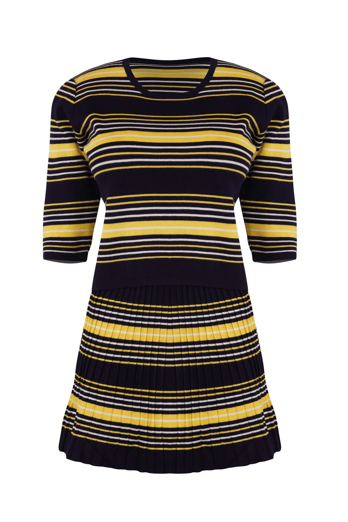 Stripe Knit Pleated Skirt & Top Coord - Tastes Like Couture