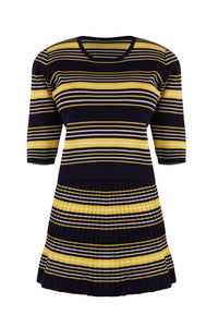Stripe Knit Pleated Skirt & Top Coord - Tastes Like Couture