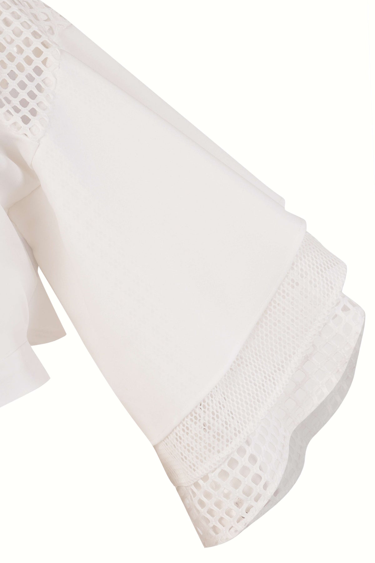 White Crop Top with Ruffled Sleeves & Back Tie-Up Detail - Tastes Like Couture