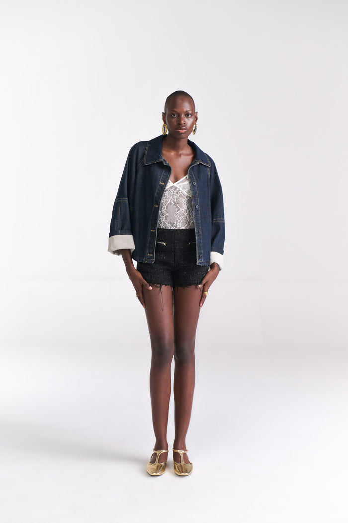 Denim Jacket with Stripe Lining - Tastes Like Couture