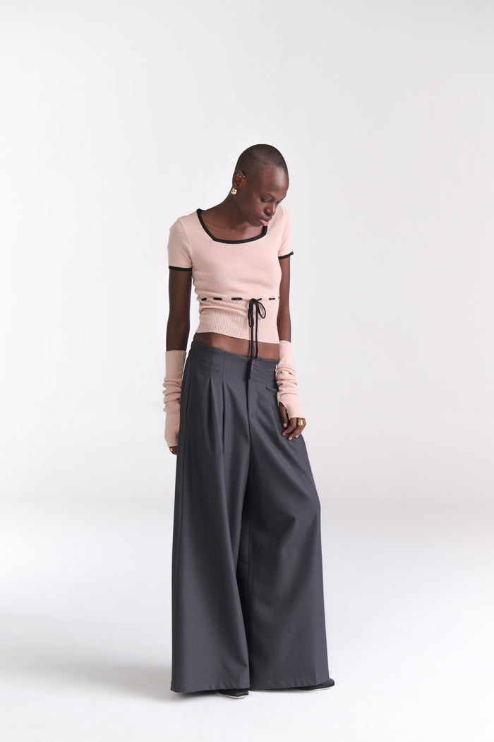 Charcoal Grey Tailored Wide Leg Pants - Tastes Like Couture