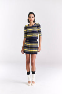 Stripe Knit Pleated Skirt & Top Coord - Tastes Like Couture
