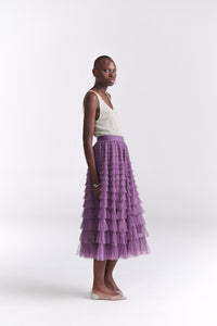 Lavender Tiered Tulle Midi Skirt - Tastes Like Couture