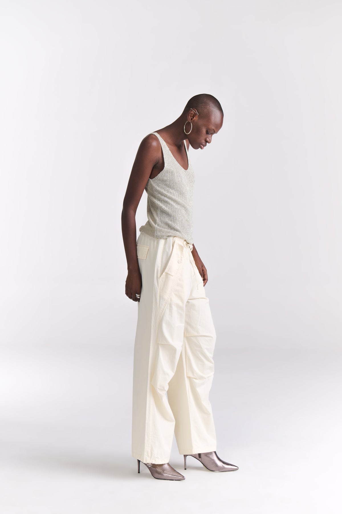 Beige Rhinestone Knit Tank Top - Tastes Like Couture