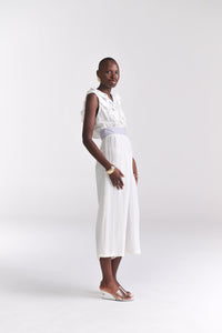 White Ruffled- Neck Crop Jumpsuit - Tastes Like Couture