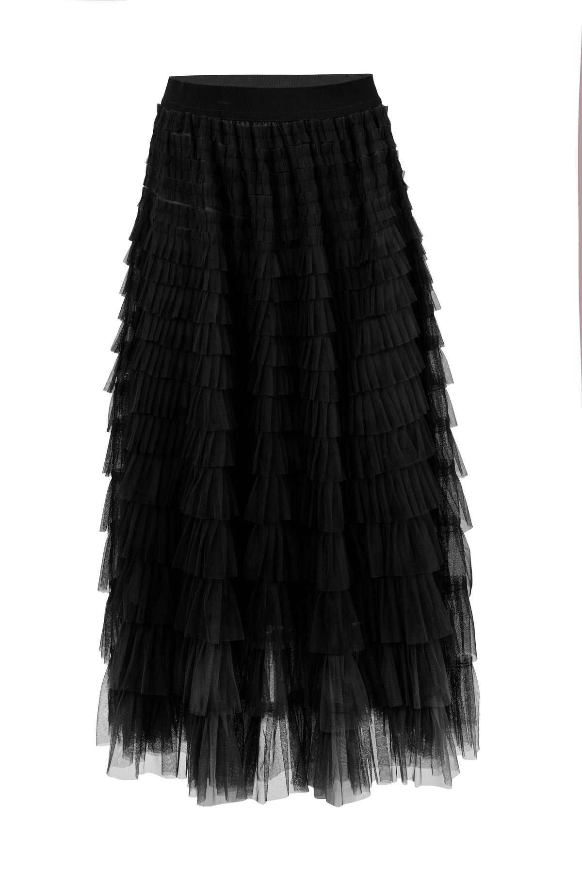 Black Tiered Tulle Midi Skirt - Tastes Like Couture