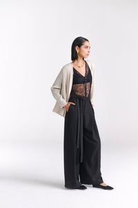 Beige Crinkled Cape Jacket - Tastes Like Couture