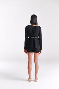 Black Crinkled Cape Jacket - Tastes Like Couture