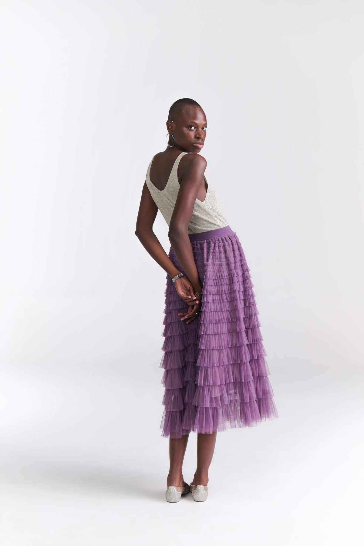 Lavender Tiered Tulle Midi Skirt - Tastes Like Couture