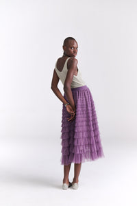 Lavender Tiered Tulle Midi Skirt - Tastes Like Couture