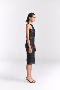 Black Mesh Cocktail Midi Dress - Tastes Like Couture