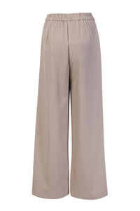 Beige Overlap Tailored Pants - Tastes Like Couture