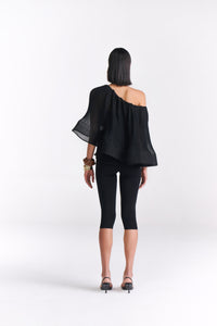 Black Pleated Sheer Cape Top With Tube Inner - Tastes Like Couture