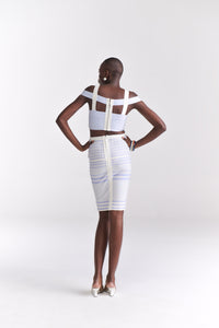 Powder Blue & White Coord Skirt Set - Tastes Like Couture