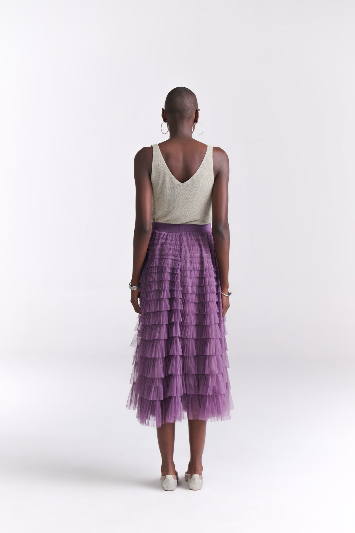 Lavender Tiered Tulle Midi Skirt - Tastes Like Couture