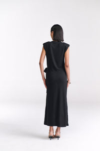 Black Maxi Dress With Side Tie-Up Detail - Tastes Like Couture