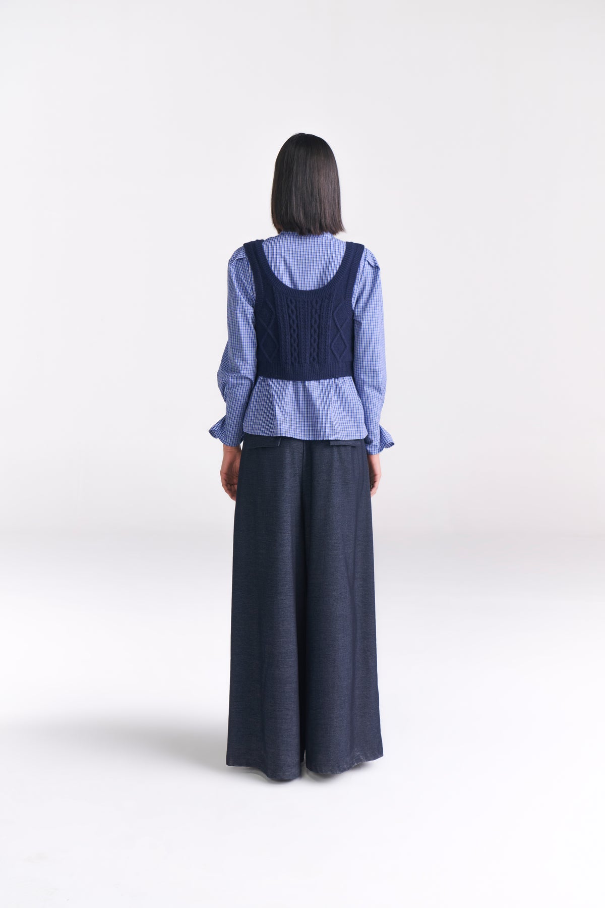 Denim Wide Leg Tailored Pants - Tastes Like Couture