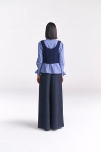 Denim Wide Leg Tailored Pants - Tastes Like Couture