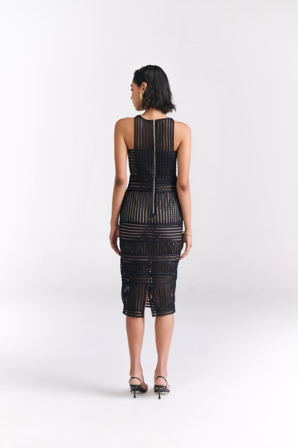 Black Mesh Cocktail Midi Dress - Tastes Like Couture