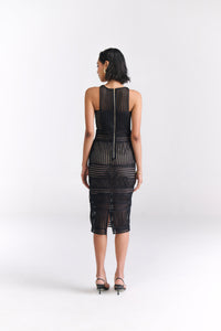 Black Mesh Cocktail Midi Dress - Tastes Like Couture