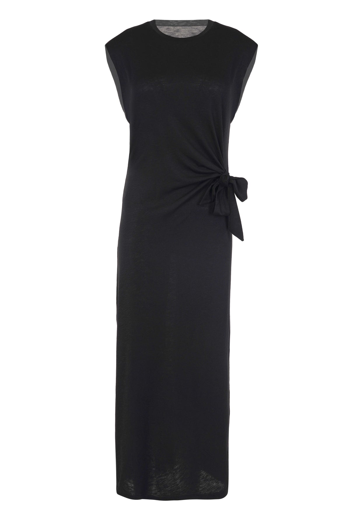 Black Maxi Dress With Side Tie-Up Detail - Tastes Like Couture