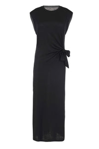 Black Maxi Dress With Side Tie-Up Detail - Tastes Like Couture