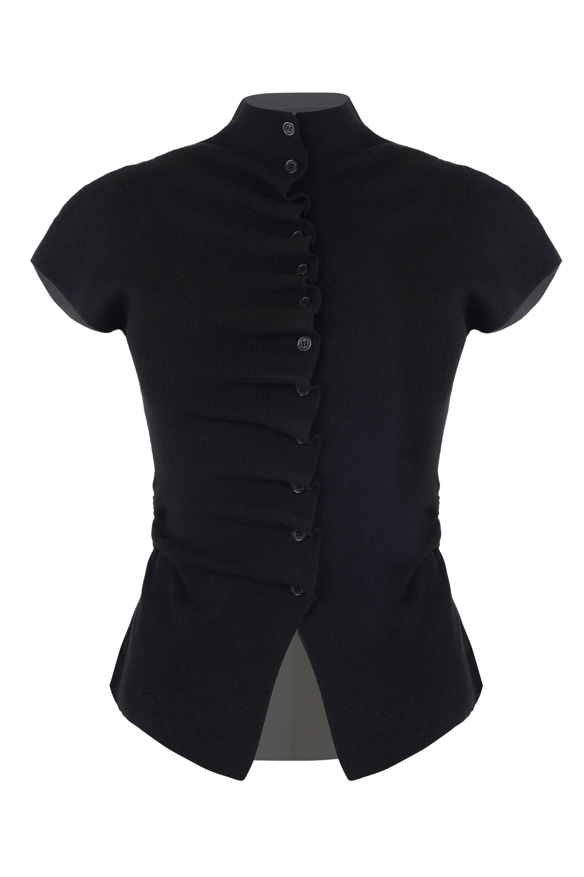 Black Ruched Button-Front Knit top - Tastes Like Couture