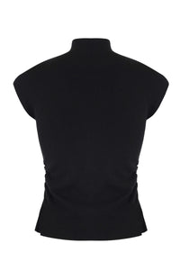 Black Ruched Button-Front Knit top - Tastes Like Couture