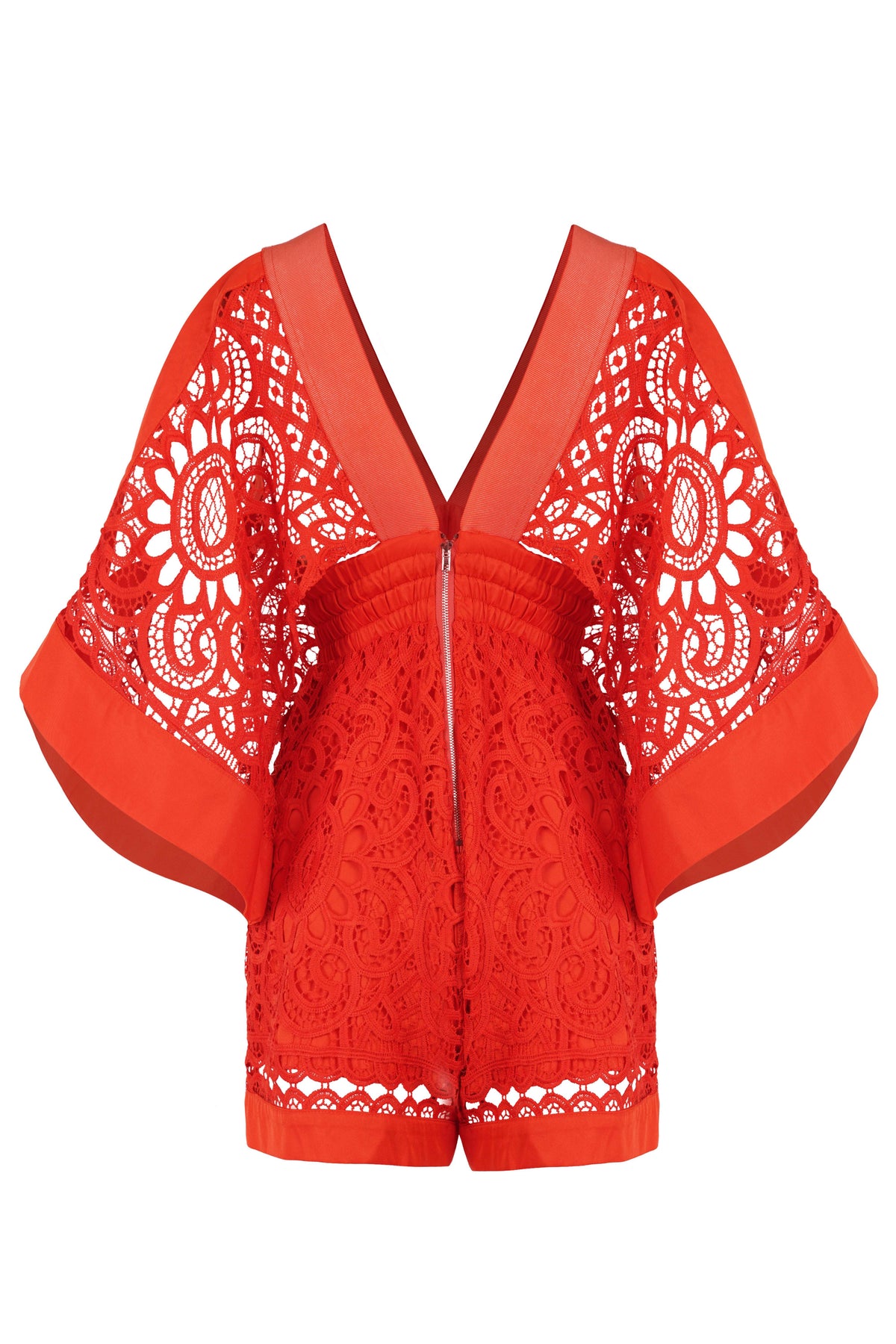 Tangerine Guipure Lace Playsuit (PETITE) - Tastes Like Couture
