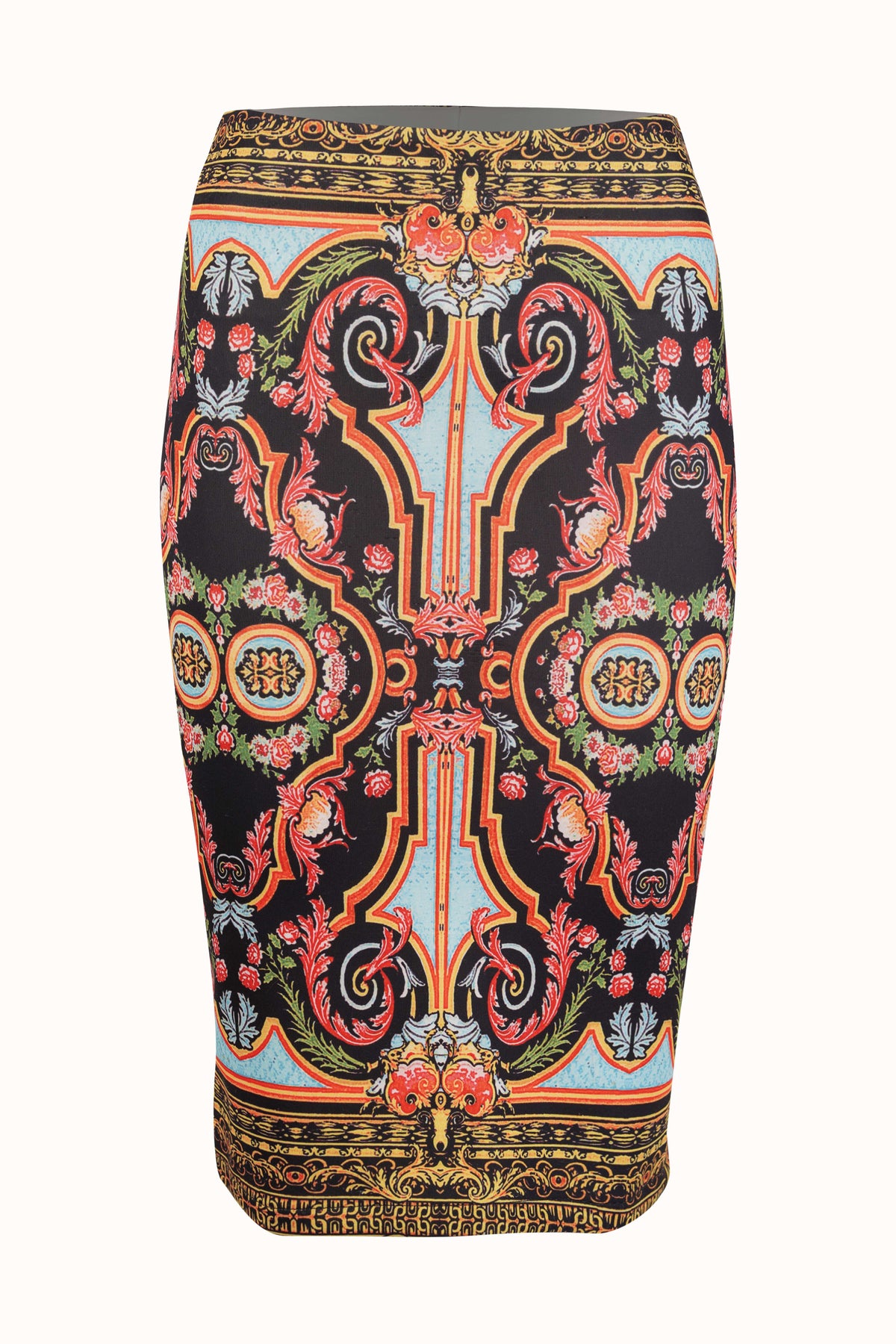 Baroque Print Pencil Skirt - Tastes Like Couture