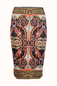 Baroque Print Pencil Skirt - Tastes Like Couture