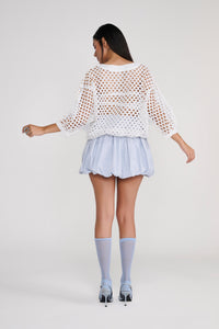 Powder Blue Bubble Hem Mini Skirt