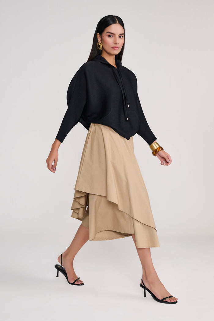 Khaki Asymmetric Drape Culottes