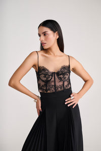 Black Pants With Center Pleating Detail