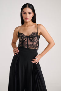 Black Beige Lace Crop Corset