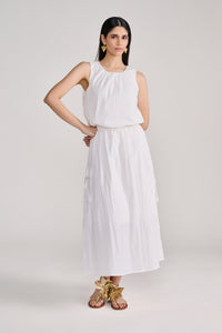 White Sleeveless Parachute Midi Dress