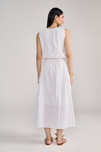 White Sleeveless Parachute Midi Dress