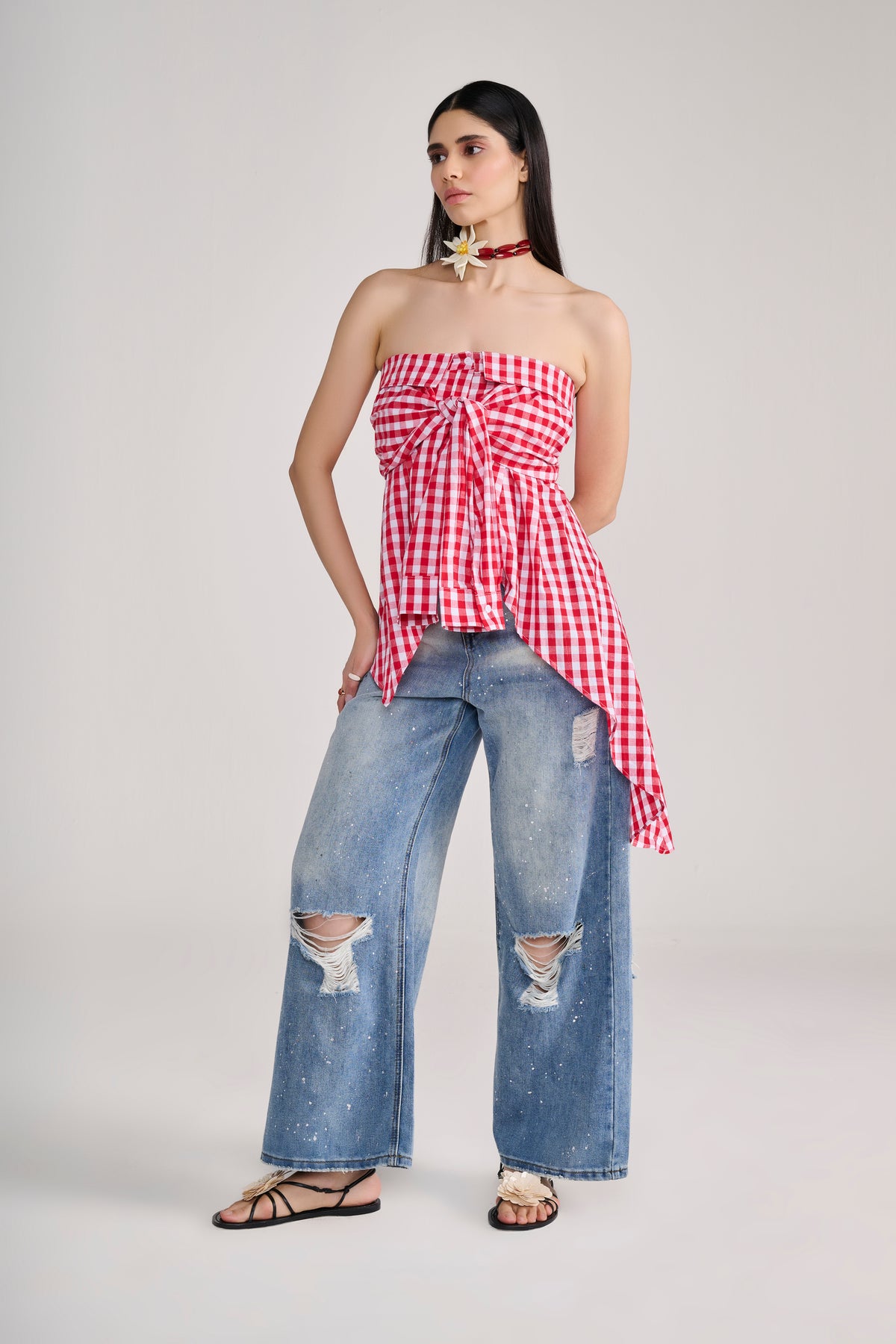 Paint Splatter Ripped Denim Jeans