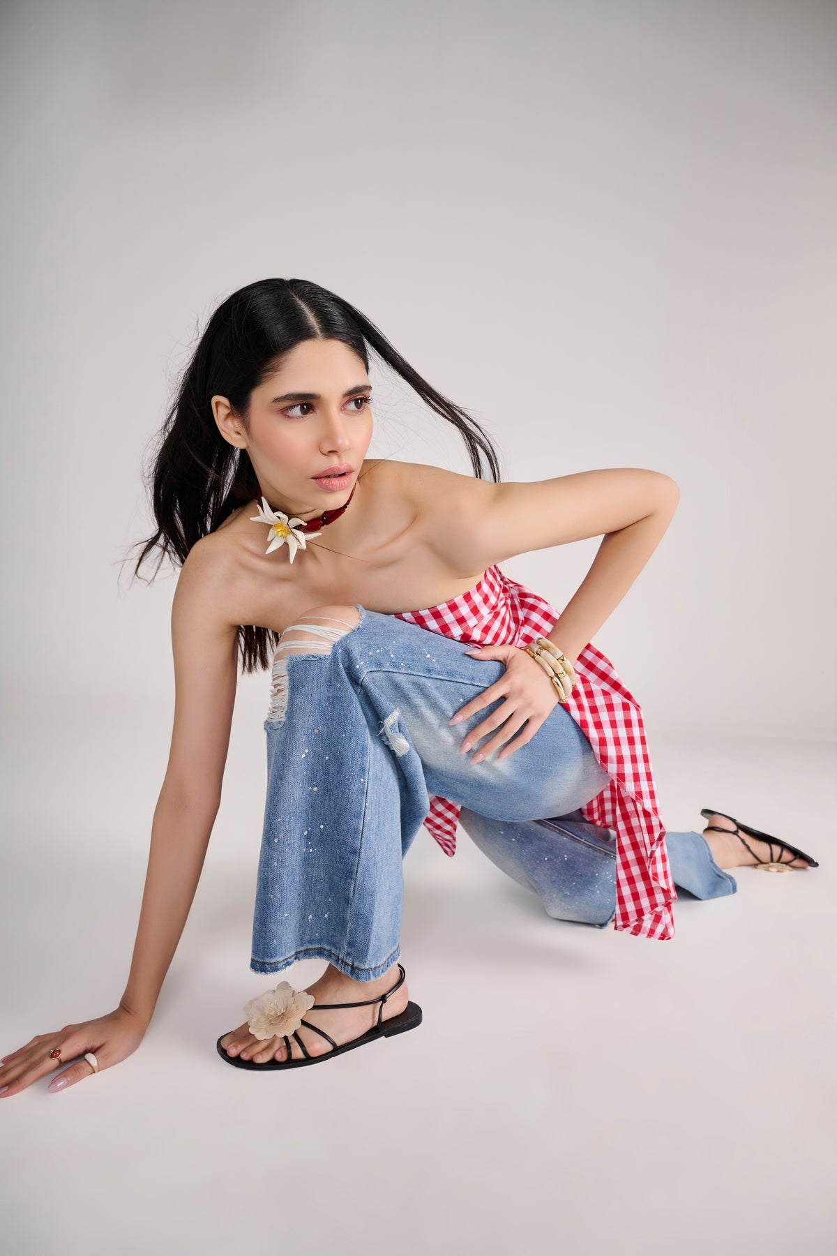 Red Gingham Check Tube Top