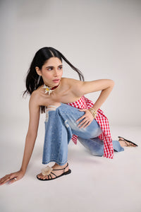 Red Gingham Check Tube Top