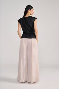 Black Silk Cowl Top With Side-Tie Detail