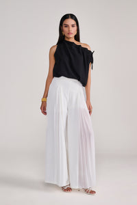 White Pants With Center Pleating Detail