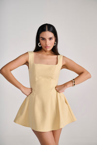 Butter Yellow Mini Sleeveless Skater Dress