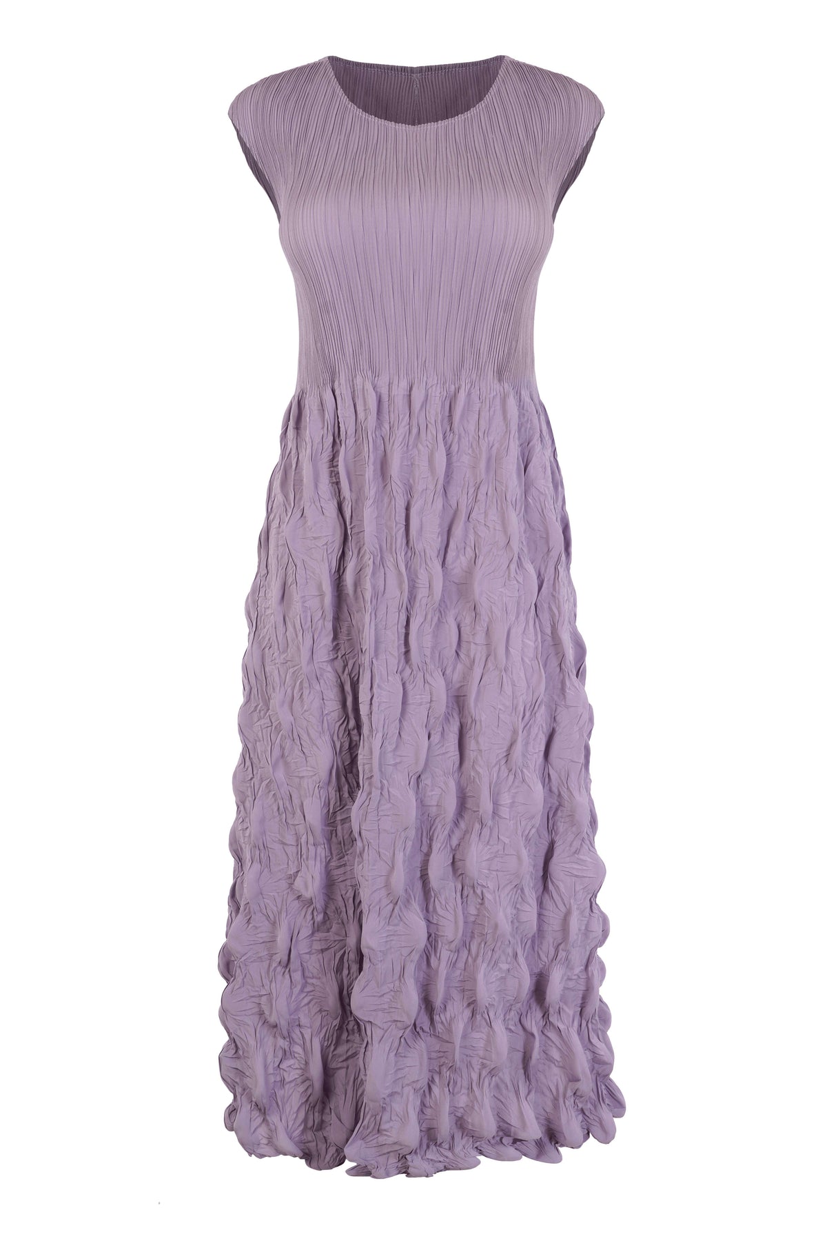 Lavender Crinkled Midi Dress