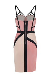 Soft Blush and Nude Colourblock Bodycon Dress - Tastes Like Couture